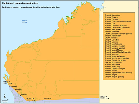 Sprinkler Roster Times, Perth and Mandura, Western Australia